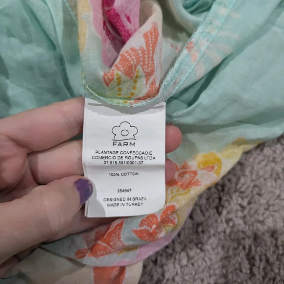 Farm Rio Blue Floral Blouse Oversized size Small - Picture 11 of 11